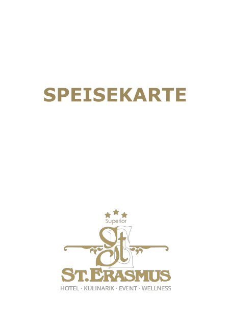 Deckblatt der Speisekarte des Restaurants St. Erasmus